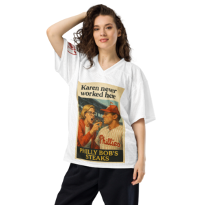 The Philly Bob’s “Karen Never Worked Here” Mesh American football jersey